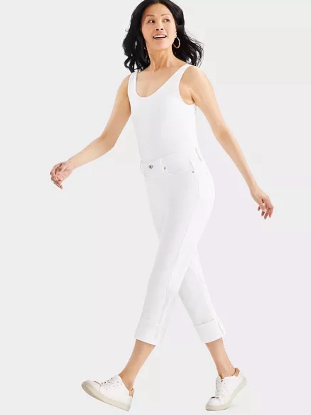 Style & Co White High-Rise Cuffed Capri Jeans Size 10 - Picture 3 of 4